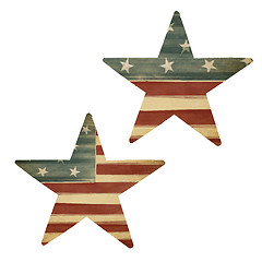 Image showing Two stars, American flag themed. Holiday design elements, isolat