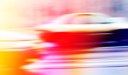 Image showing Cars on highway. Colorful motion blur image.