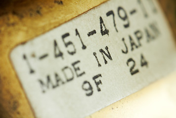 Image showing Macro of a label sticker, dusted.