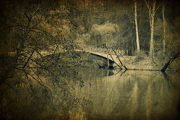 Image showing Old bridge in park, vintage toned.