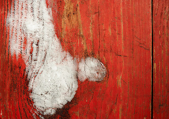 Image showing Frosted red painted planks