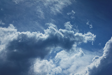 Image showing Blue worried sky with clouds