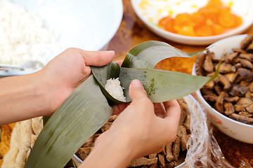 Image showing Homemade rice dumpling process