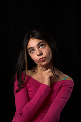 Image showing teen posing over black backdrop