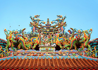 Image showing Chinese temple roof tile with dragon decoration