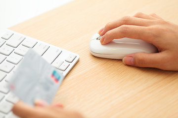 Image showing Online shopping with credit card and keyboard