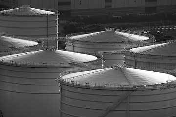 Image showing Monochrome oil tank in cargo service terminal 