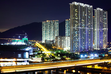 Image showing Residential building and highway in Hong Kong