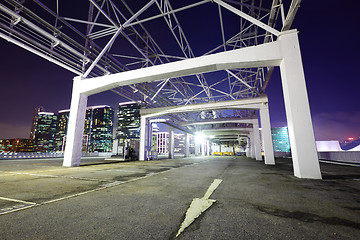 Image showing Outdoor car parking lot at night 