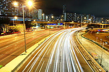 Image showing Highway with car light