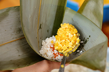 Image showing Homemade rice dumpling process