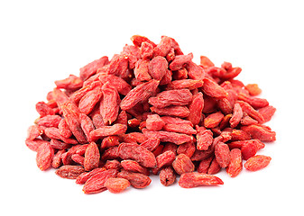 Image showing Dried wolfberry fruit on white background 