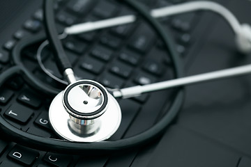 Image showing Stethoscope on keyboard