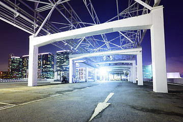 Image showing Outdoor car parking lot at night 