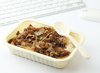 Image showing Fast food lunch at office