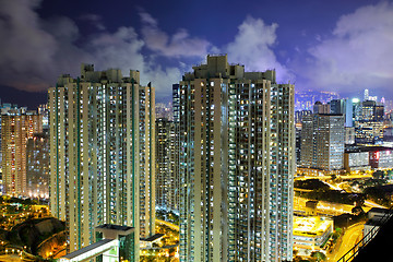 Image showing Illuminated architecture in Hong Kong at night 