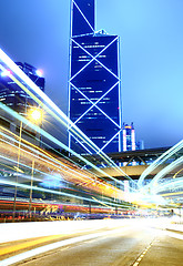 Image showing City at night with busy traffic