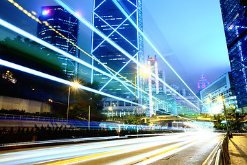 Image showing Traffic in city at night