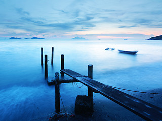 Image showing Sunset pier