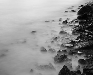 Image showing Long exposure of sea coast stone