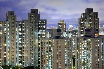 Image showing Apartment building in Hong Kong at night