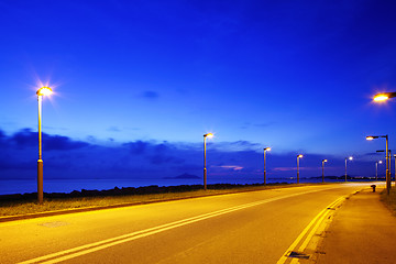 Image showing Empty asphalt road at night