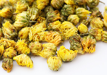 Image showing Dried chamomile tea isolated on white background