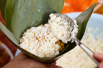 Image showing Homemade rice dumpling process