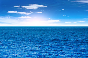 Image showing Blue sea and cloudy sky