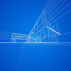 Image showing Concept blueprint on blue