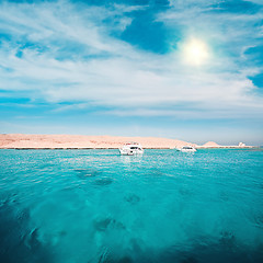 Image showing Yachts near island