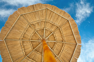 Image showing Beach umbrella over view