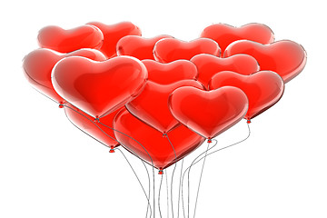 Image showing Red heart balloons