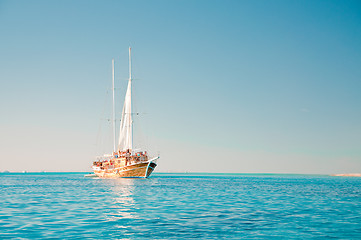 Image showing Sailboat in blue sea