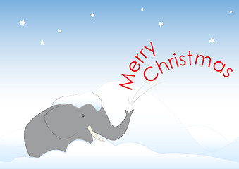 Image showing Elephant Merry Christmas Snow