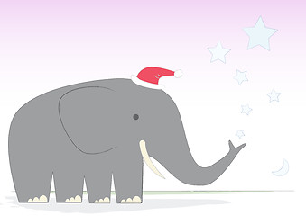 Image showing Christmas Elephant on a desert plain