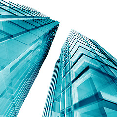 Image showing Blue skyscrapers