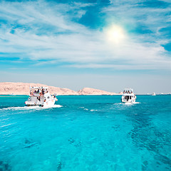 Image showing Yachts near to coral reef