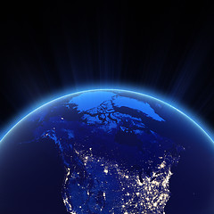 Image showing Canada and north USA city lights at night