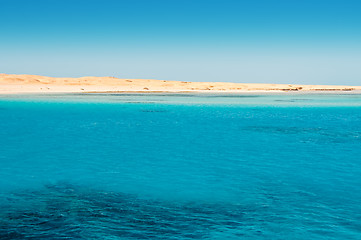 Image showing Sand beach and blue lagoon