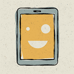 Image showing Tablet device smiling. Vector, EPS10