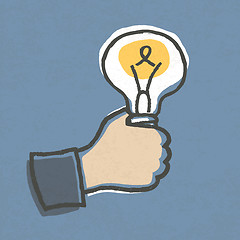 Image showing Businessman with Idea Bulb. Hand-drawn vector illustration, EPS1