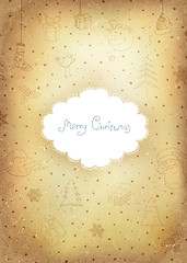 Image showing Vintage golden Christmas Greeting card.  Vector illustration, EP