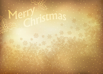 Image showing Vintage gold Christmas Greeting card.  Vector illustration, EPS1