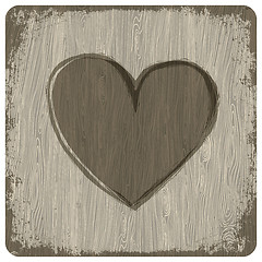 Image showing Red heart on wooden background