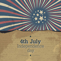 Image showing Vintage 4th july poster with rays. Vector, EPS10
