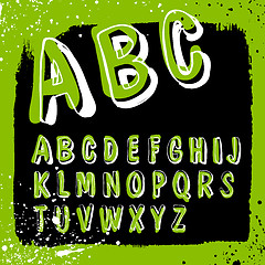 Image showing Doodles alphabet with grunge frame. Vector set, EPS8