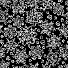 Image showing Seamless snowflakes pattern. White on black, vector, EPS8