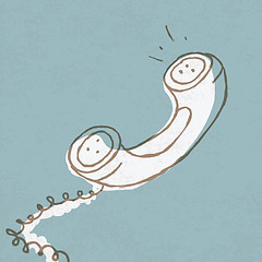 Image showing Handset with wire. Retro telepohone vector illustration, EPS10