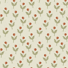 Image showing Plant with red berry. Seamless pattern, vector, EPS10